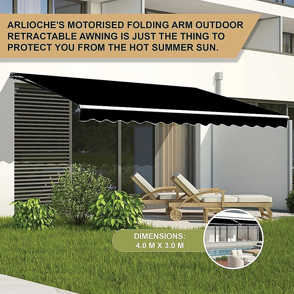 Outdoor Awning Folding Arm Retractable Sunshade Canopy 4.0m