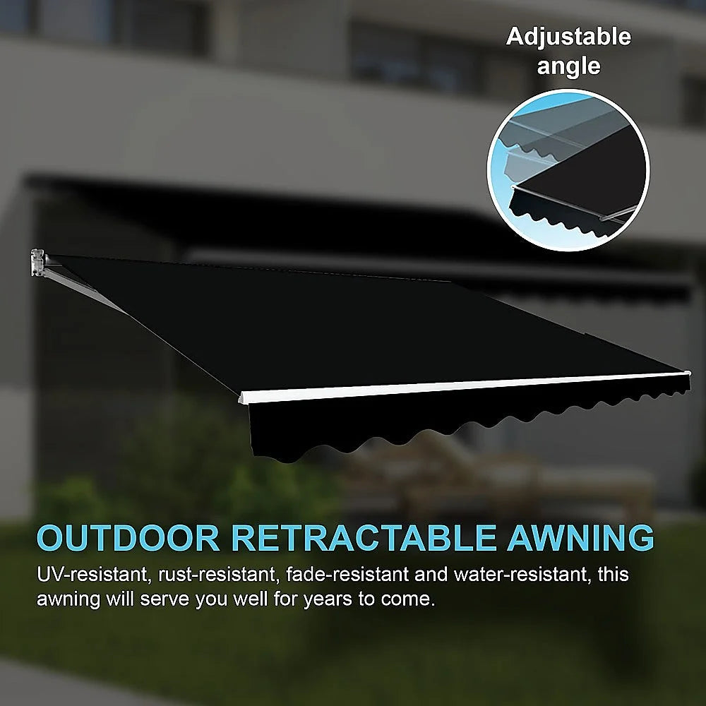 Outdoor Awning Folding Arm Retractable Sunshade Canopy 4.0m
