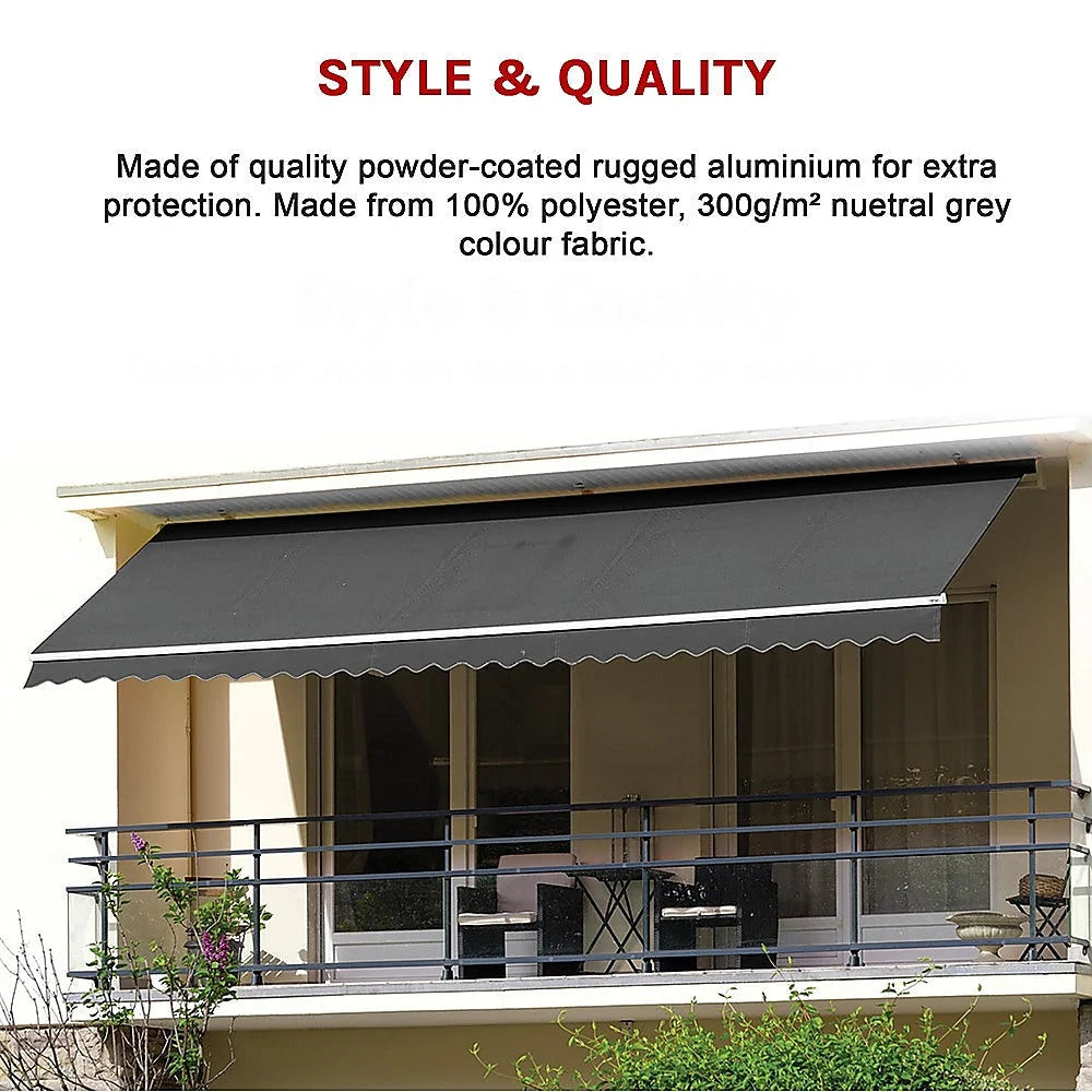 Outdoor Awning Folding Arm Retractable Sunshade Canopy 5.0m