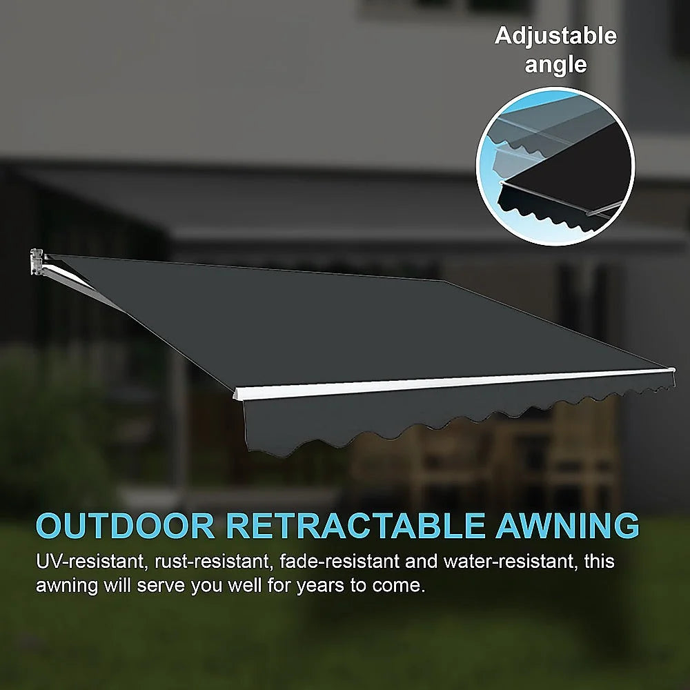 Outdoor Awning Folding Arm Retractable Sunshade Canopy 5.0m