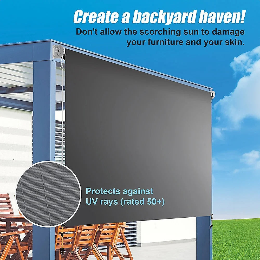 Outdoor Awning Retractable Straight Drop Roll Down Garden