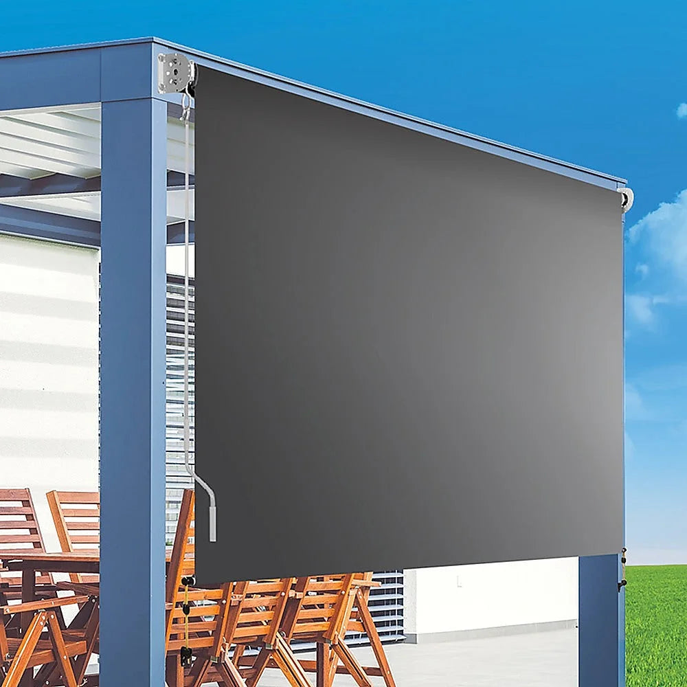 Outdoor Awning Retractable Straight Drop Roll Down Garden