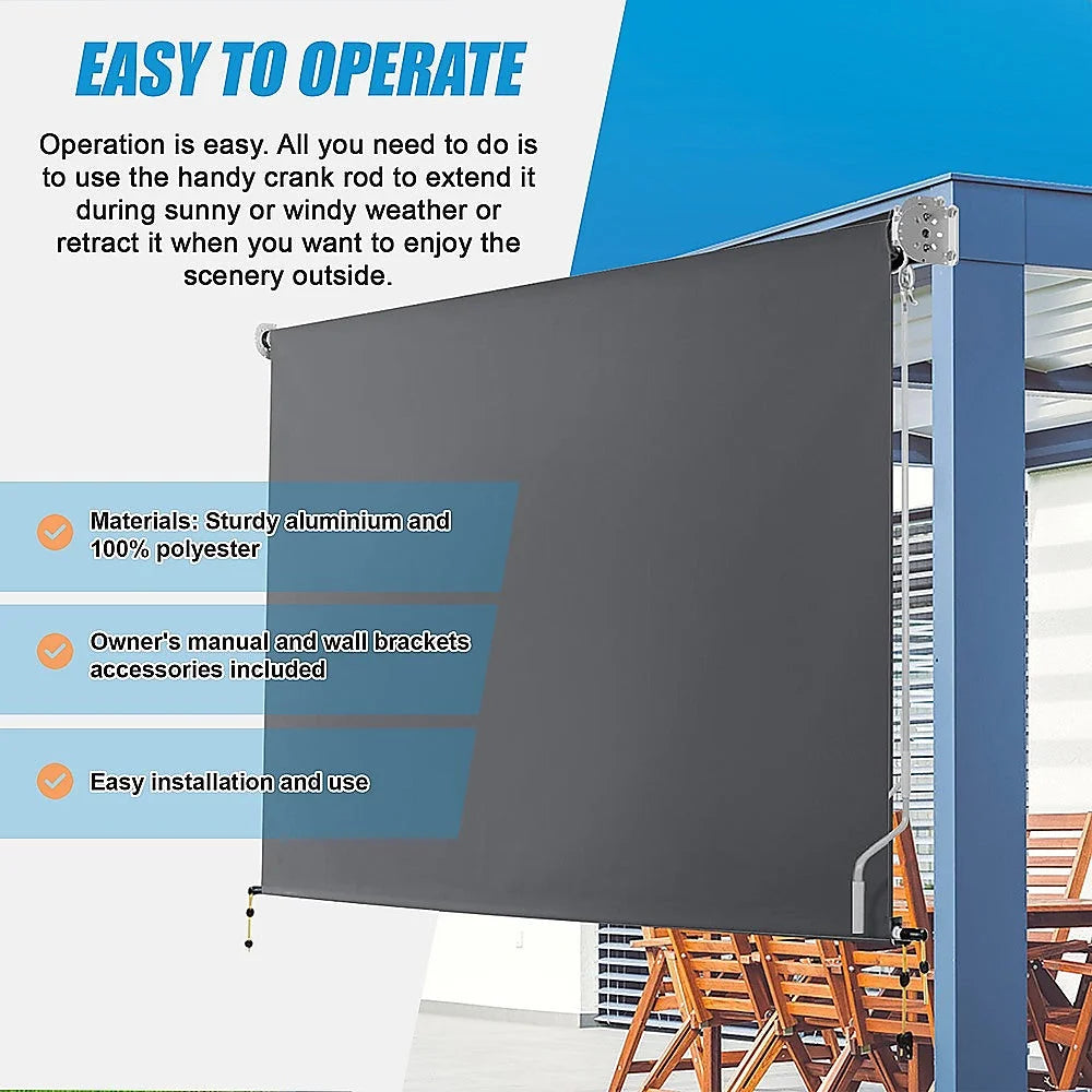 Outdoor Awning Retractable Straight Drop Roll Down Garden