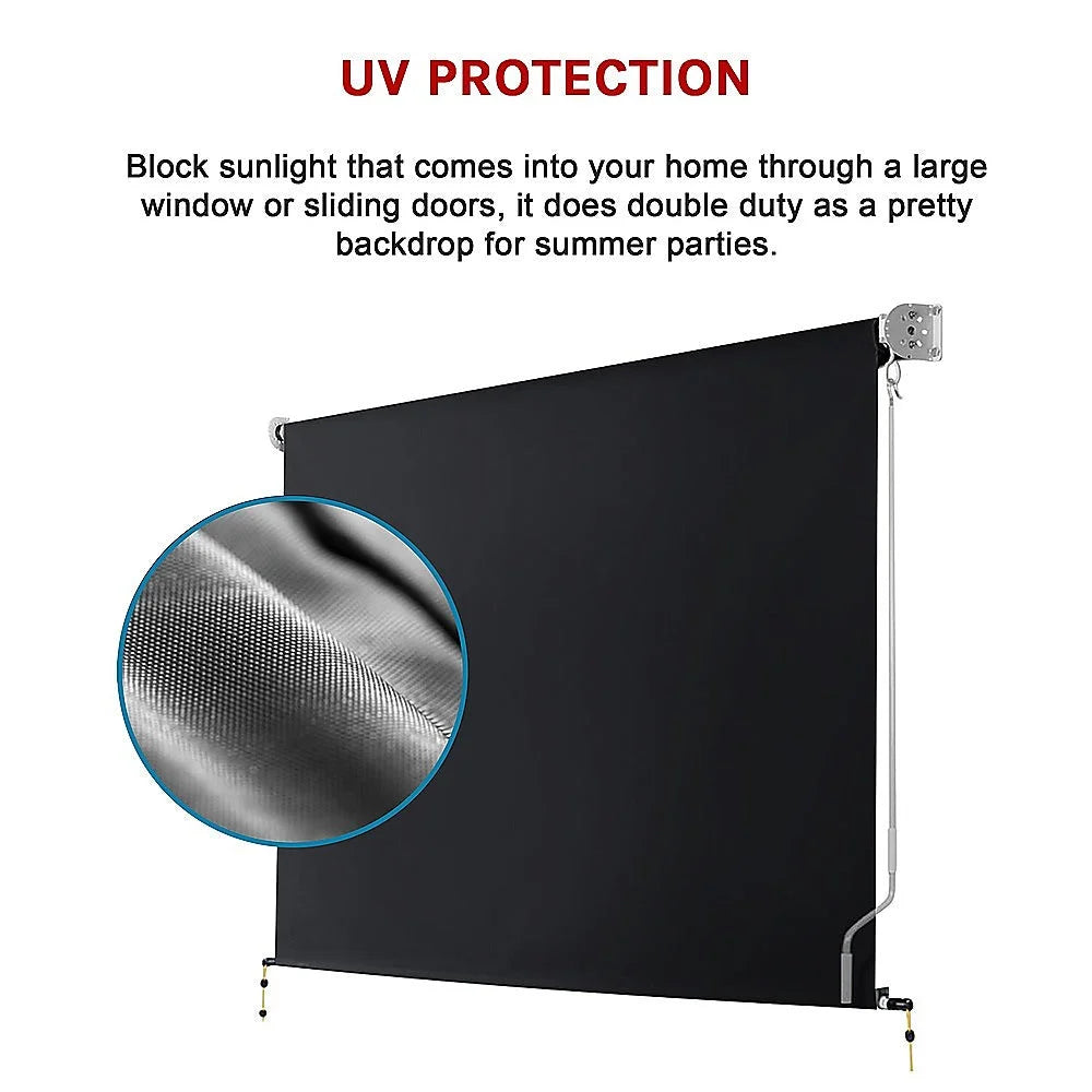 Outdoor Awning Retractable Straight Drop Roll Down Garden