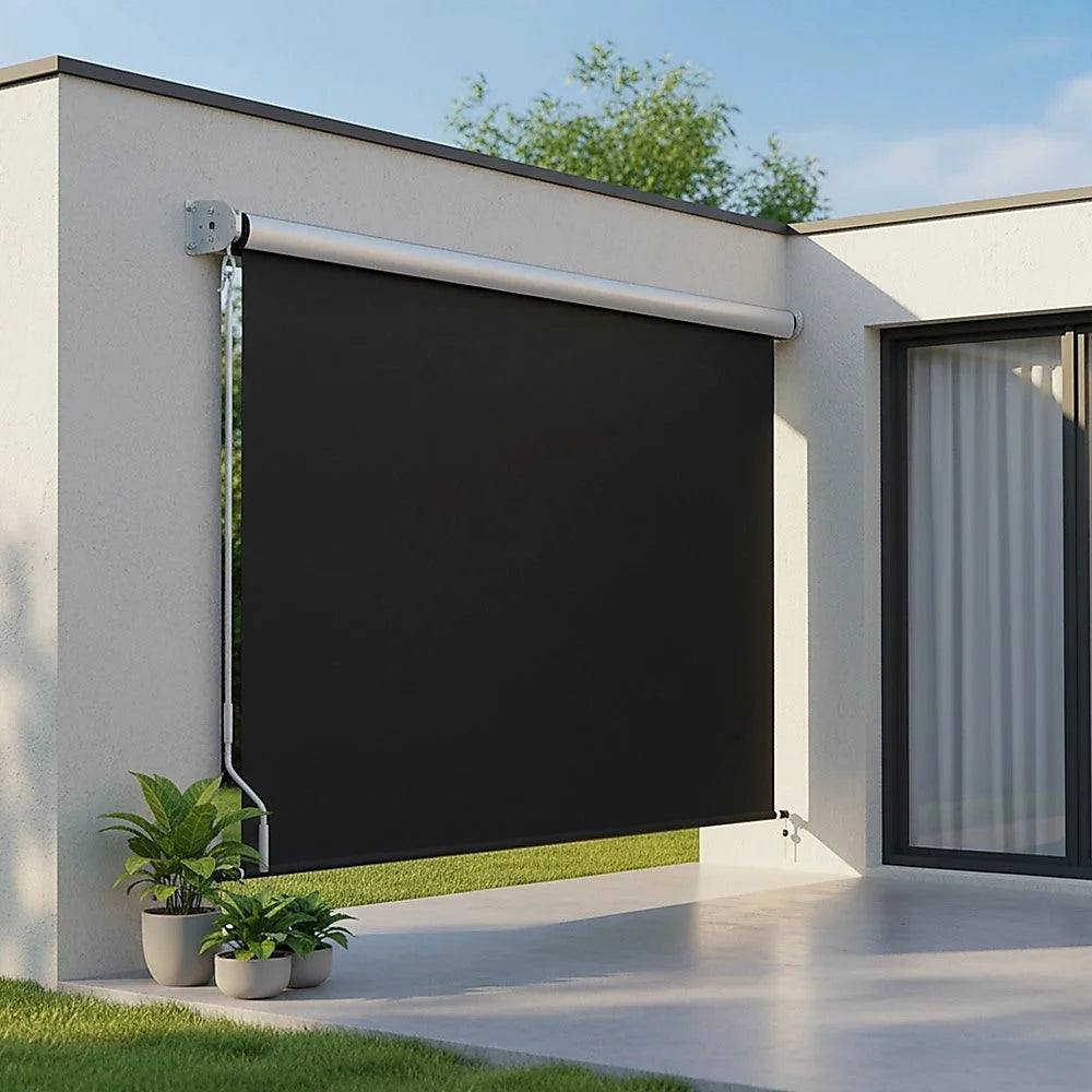 Outdoor awning retractable shown in room setting