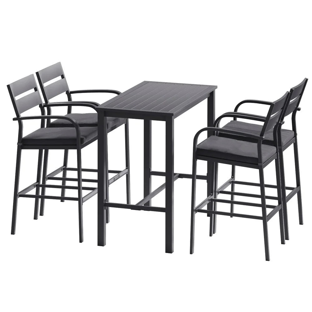 Outdoor Bar Set 5-Piece Patio Dining Chairs Aluminium Table