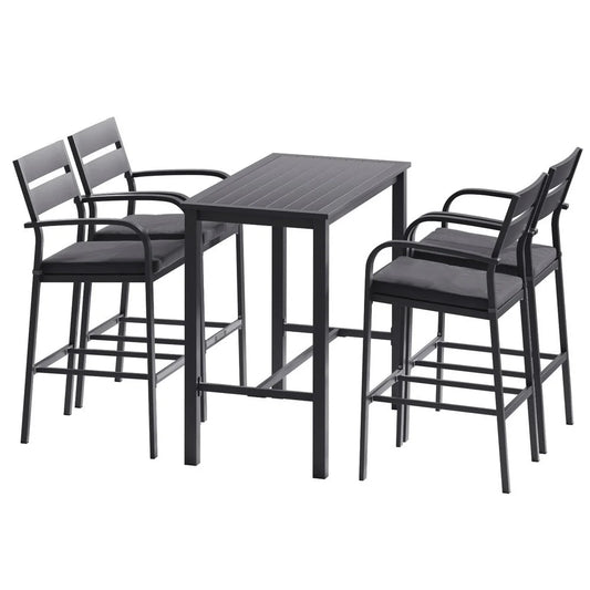Outdoor Bar Set 5-Piece Patio Dining Chairs Aluminium Table