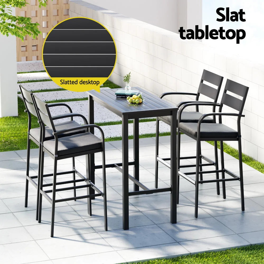 Outdoor Bar Set 5-Piece Patio Dining Chairs Aluminium Table