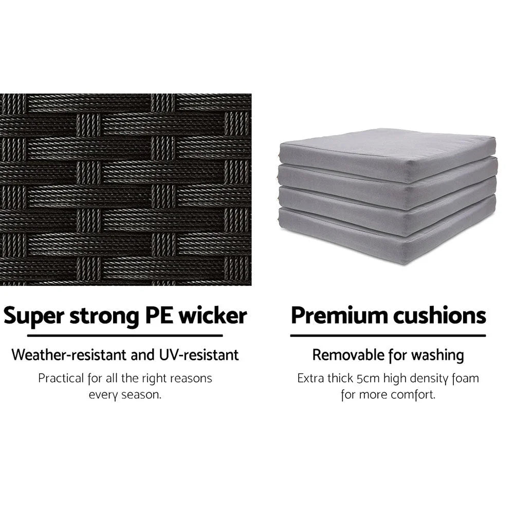 Outdoor Bar Set Table Stools Wicker Furniture 5PCS - Garden