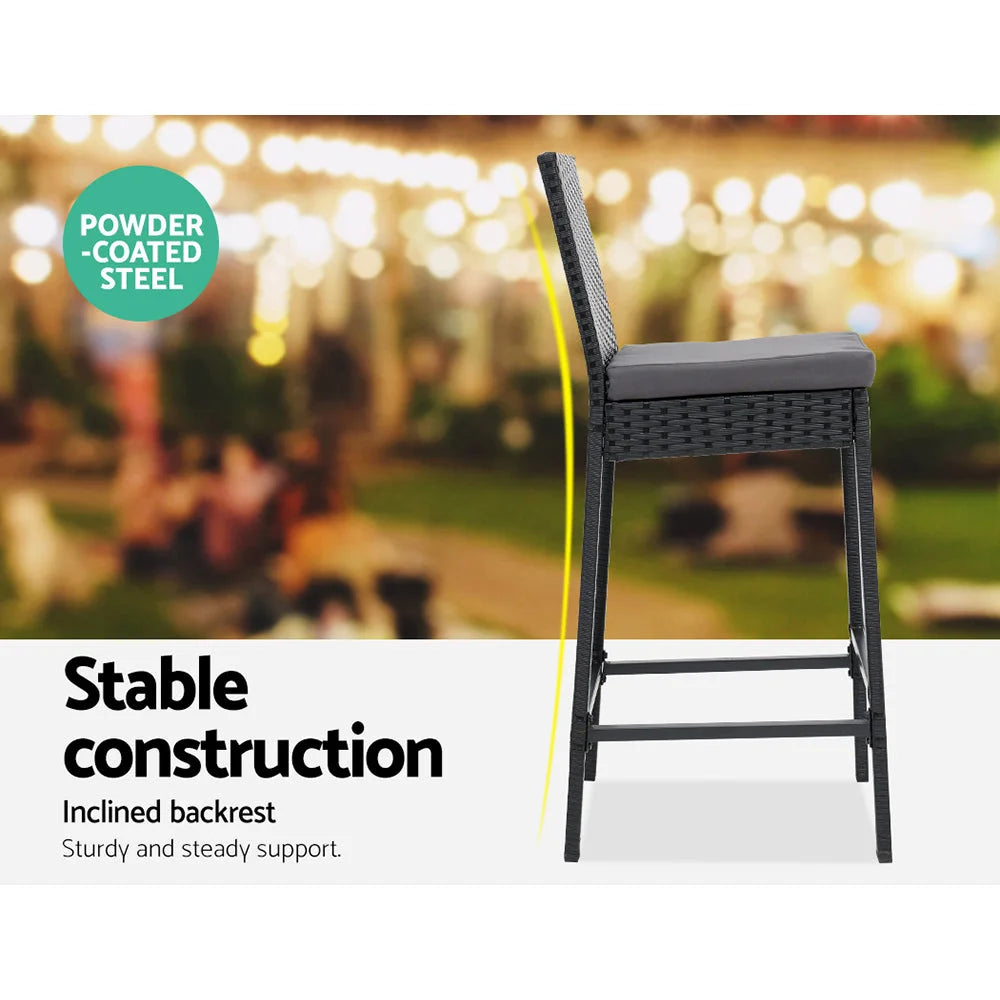 Outdoor Bar Set Table Stools Wicker Furniture 5PCS - Garden