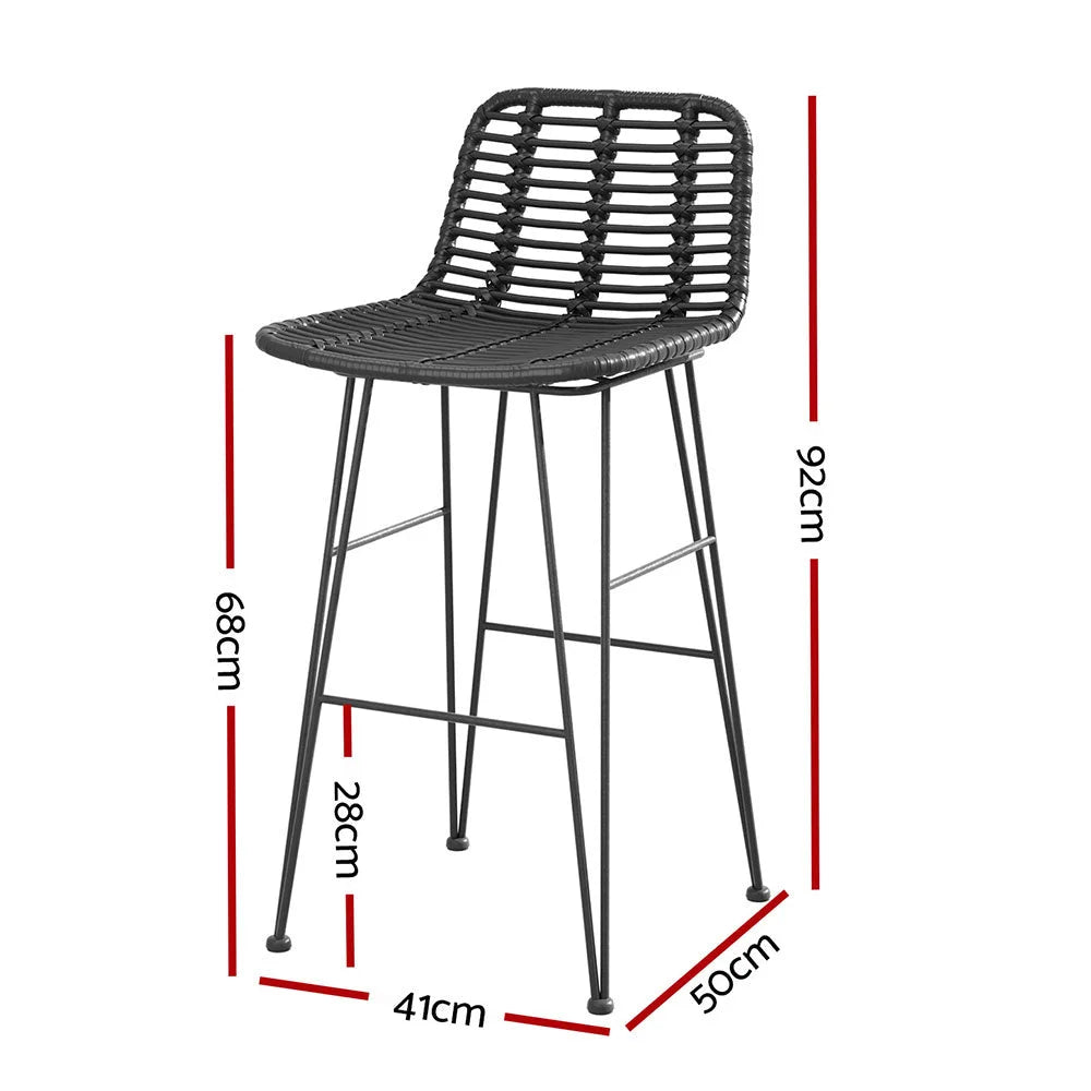 Outdoor Bar Stools 2-Piece Wicker Dining Rattan Chair