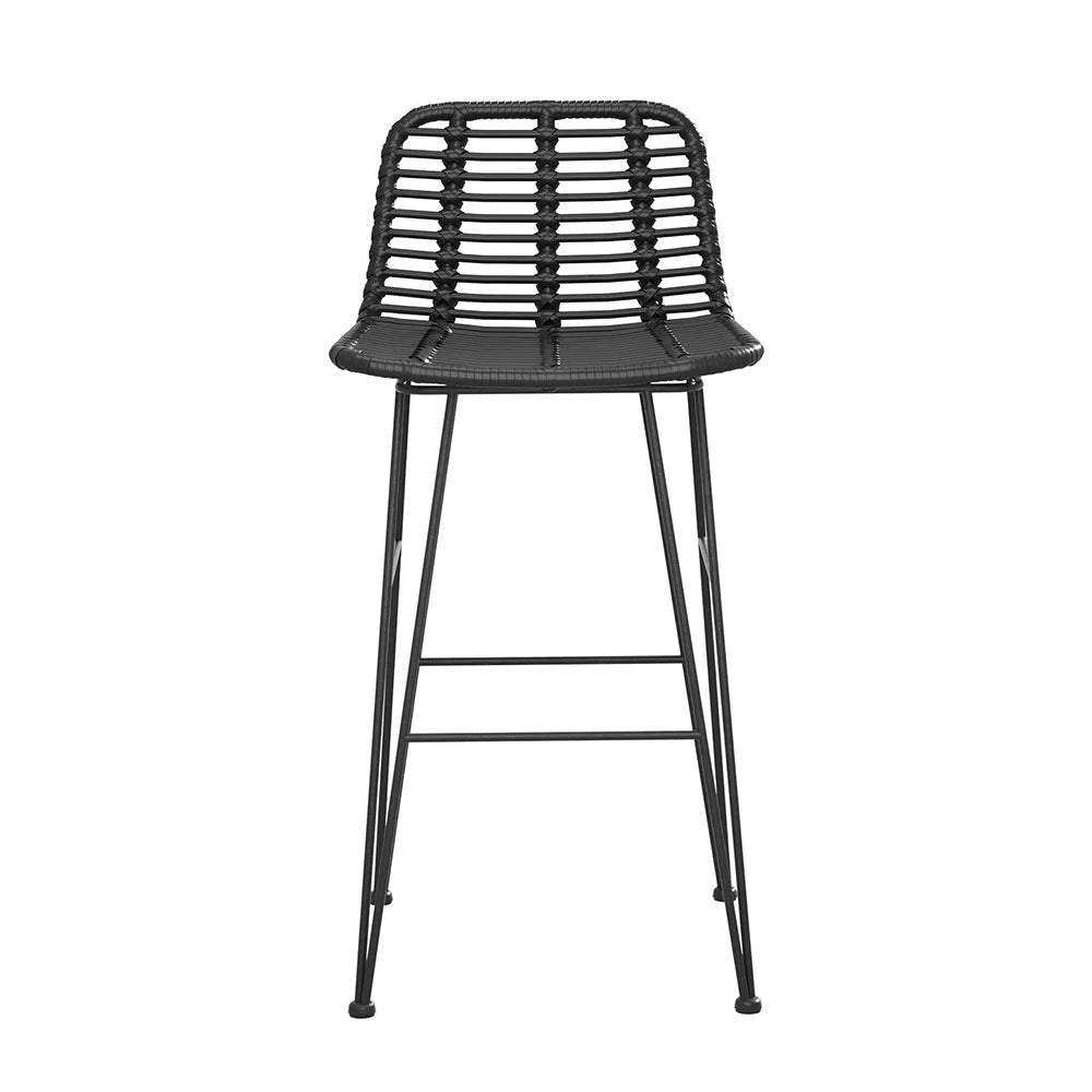 Outdoor Bar Stools 2-Piece Wicker Dining Rattan Chair