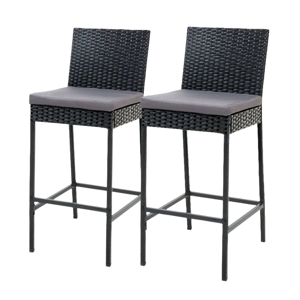 Outdoor Bar Stools Set of 2 Dining Chairs Wicker Furniture