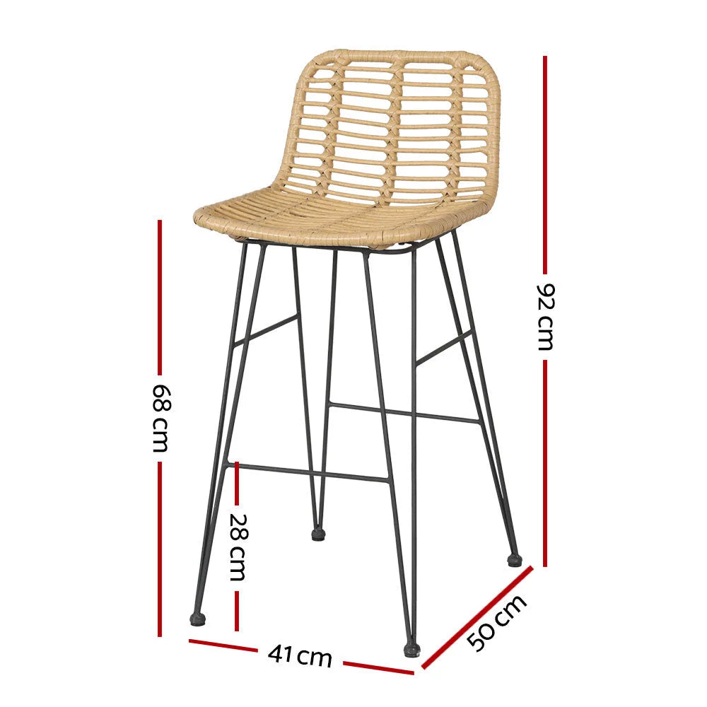 Outdoor Bar Stools Set of 2 Wicker Dining Rattan Chair
