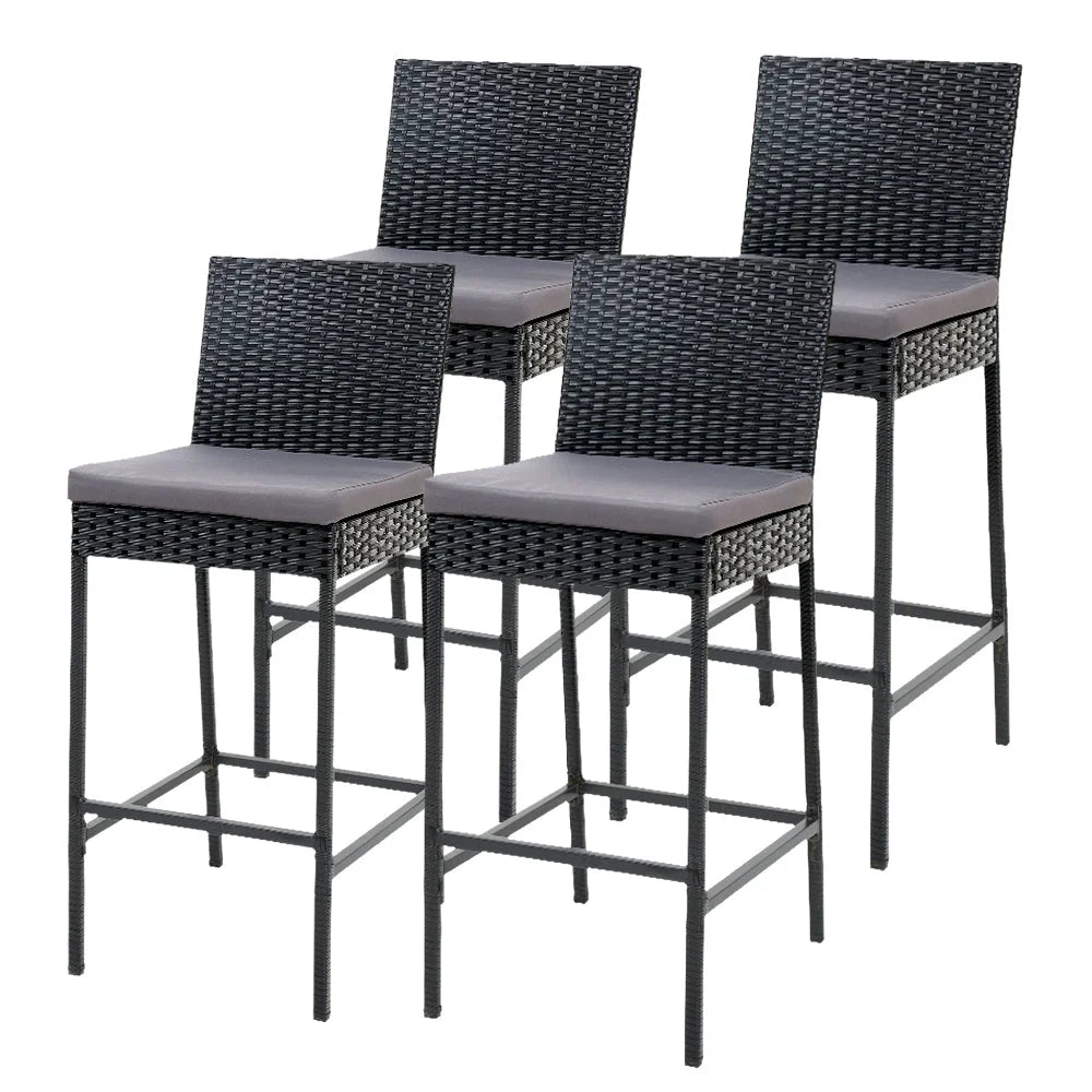 Outdoor Bar Stools Set of 4 Dining Chairs Wicker Furniture