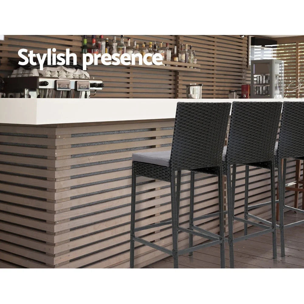 Outdoor Bar Stools Set of 4 Dining Chairs Wicker Furniture