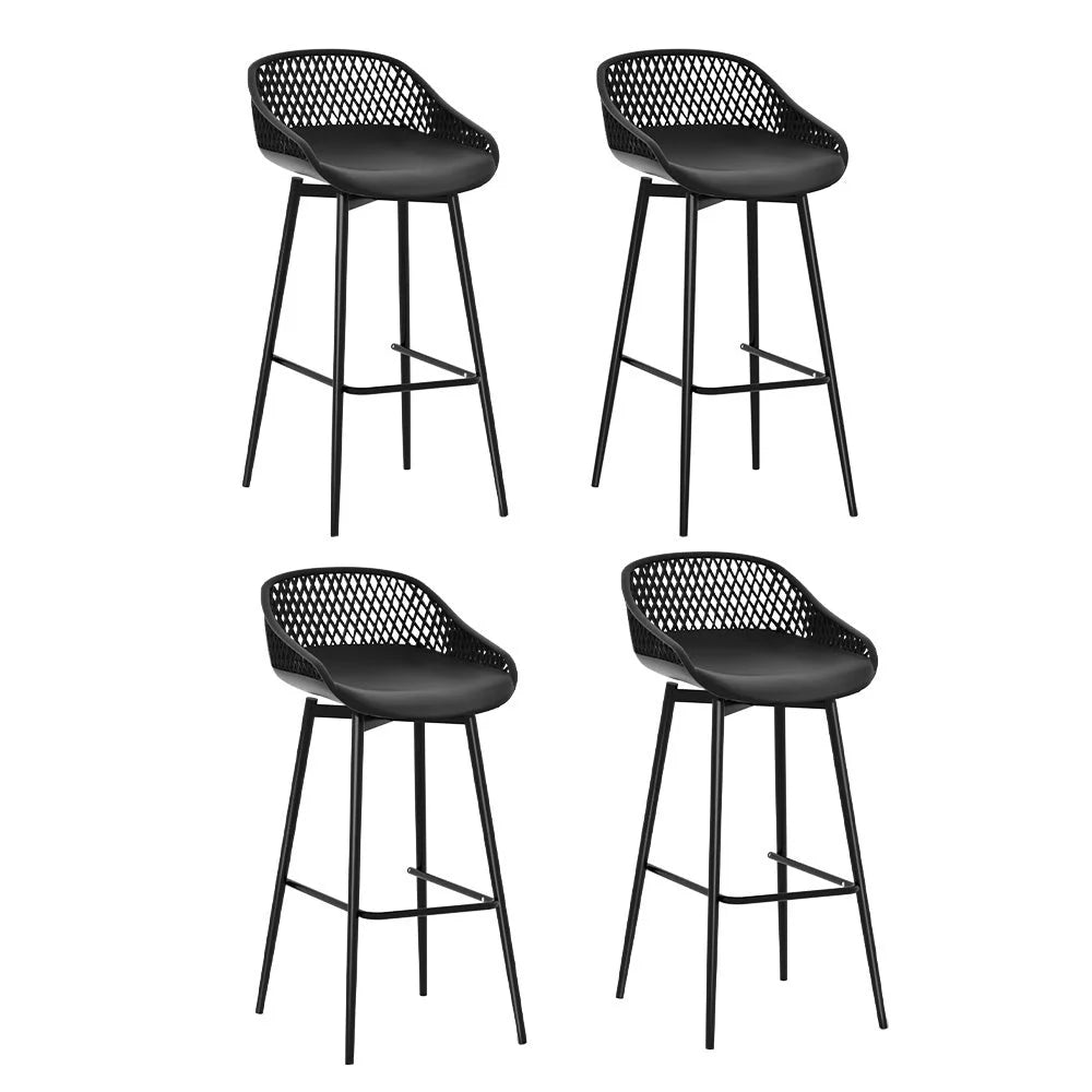 Outdoor Bar Stools Set of 4 Plastic Metal Dining Chair