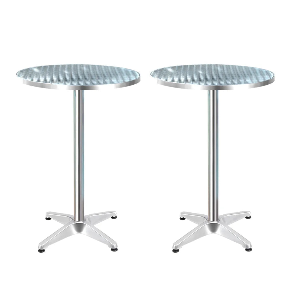 Outdoor Bar Table Set 2-Piece Adjustable Aluminium Cafe
