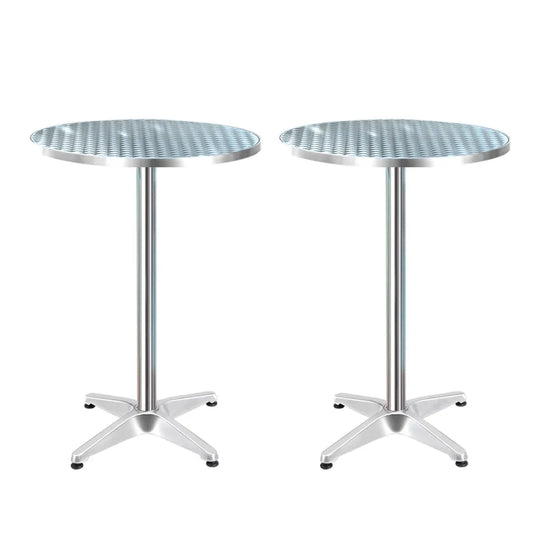 Outdoor Bar Table Set 2-Piece Adjustable Aluminium Cafe