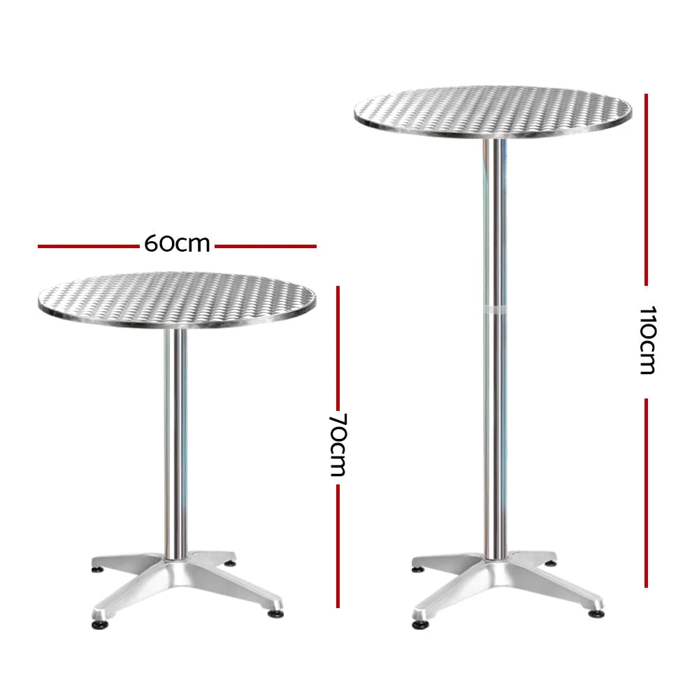 Outdoor Bar Table Set 2-Piece Adjustable Aluminium Cafe
