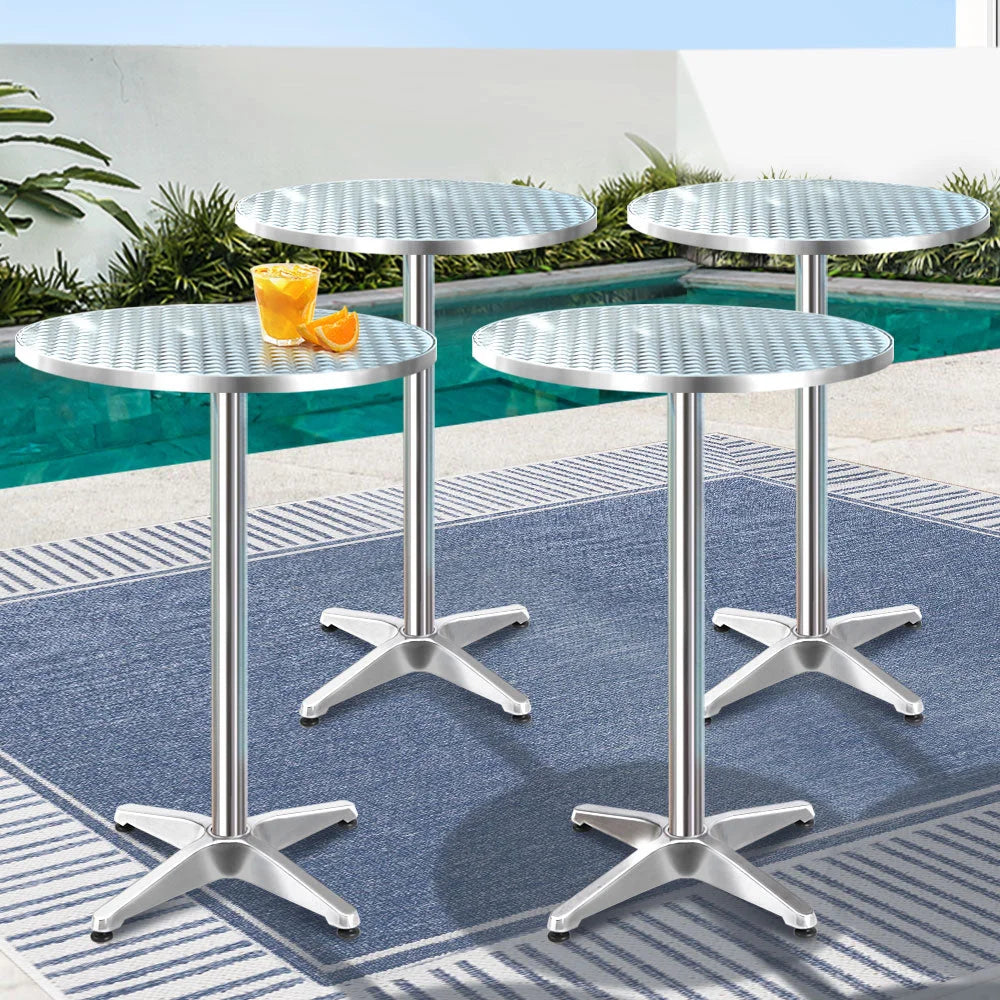 Outdoor Bar Table Set 4-Piece Adjustable Aluminium Cafe