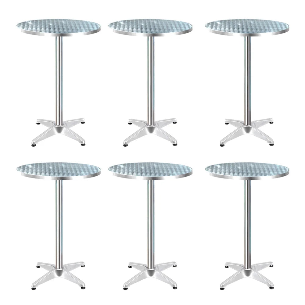 Outdoor Bar Table Set 6-Piece Adjustable Aluminium Cafe
