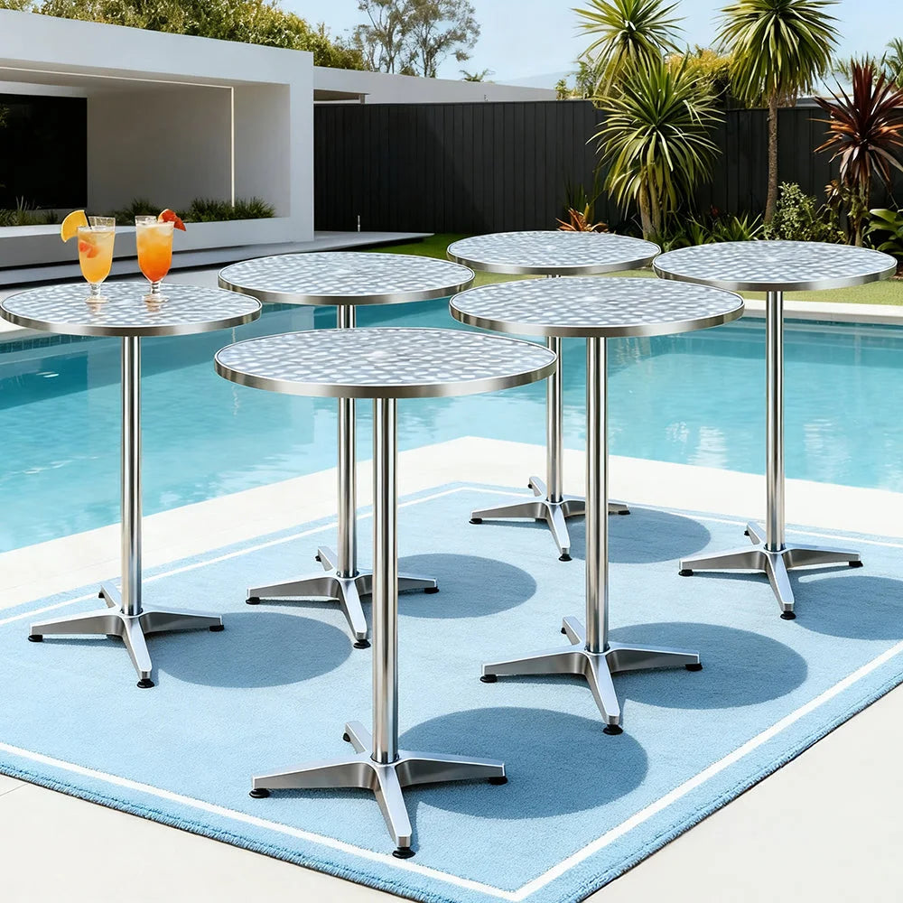 Outdoor Bar Table Set 6-Piece Adjustable Aluminium Cafe