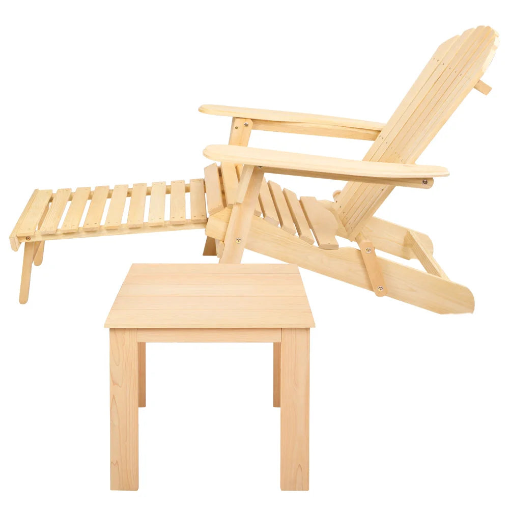 Outdoor Beach Chair and Table Set - 3 Piece - Outdoor