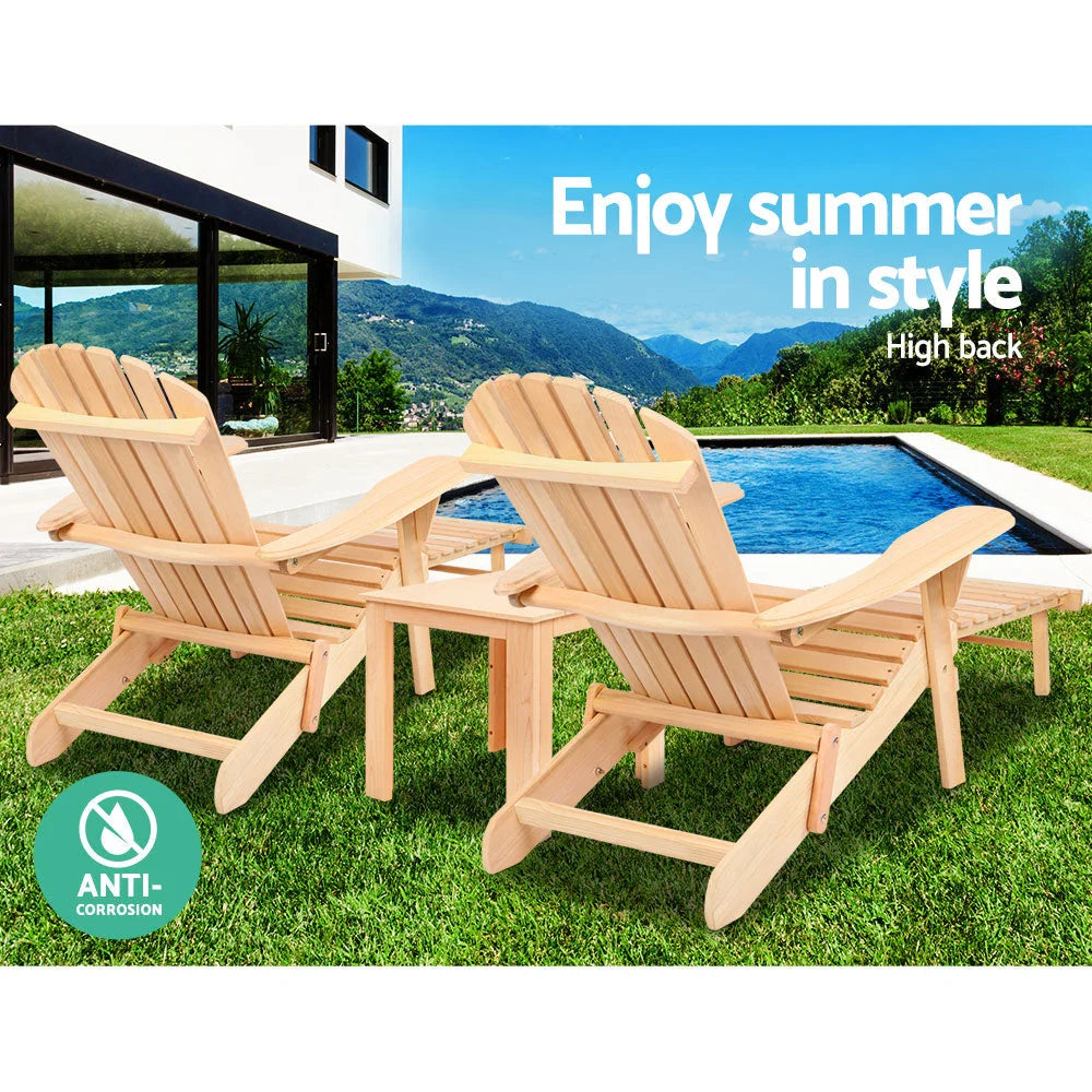 Outdoor Beach Chair and Table Set - 3 Piece - Outdoor