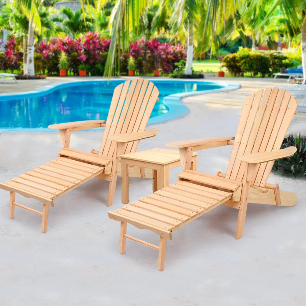 Outdoor Beach Chair and Table Set - 3 Piece - Outdoor
