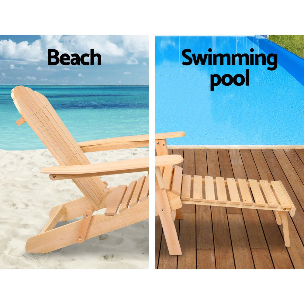 Outdoor Beach Chair and Table Set - 3 Piece - Outdoor