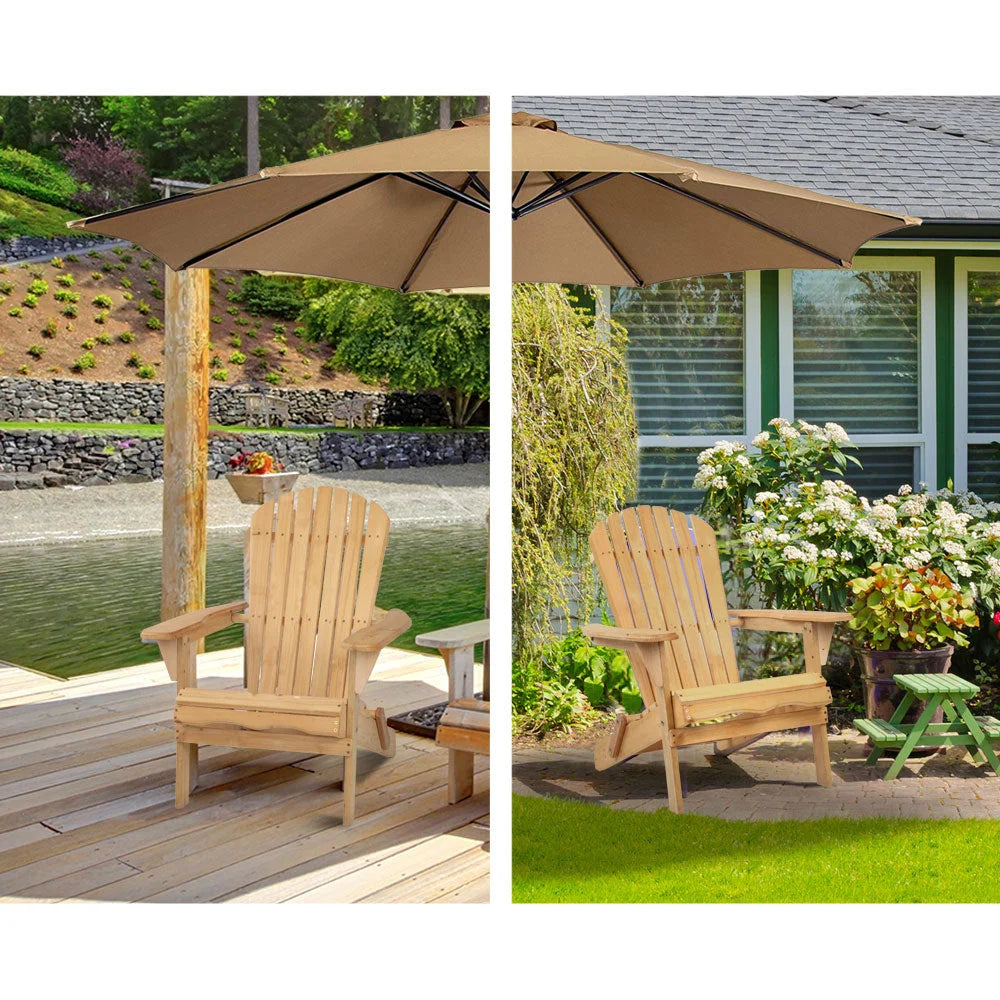 Outdoor Beach Chair and Table Set - 3 Piece Wooden - Outdoor