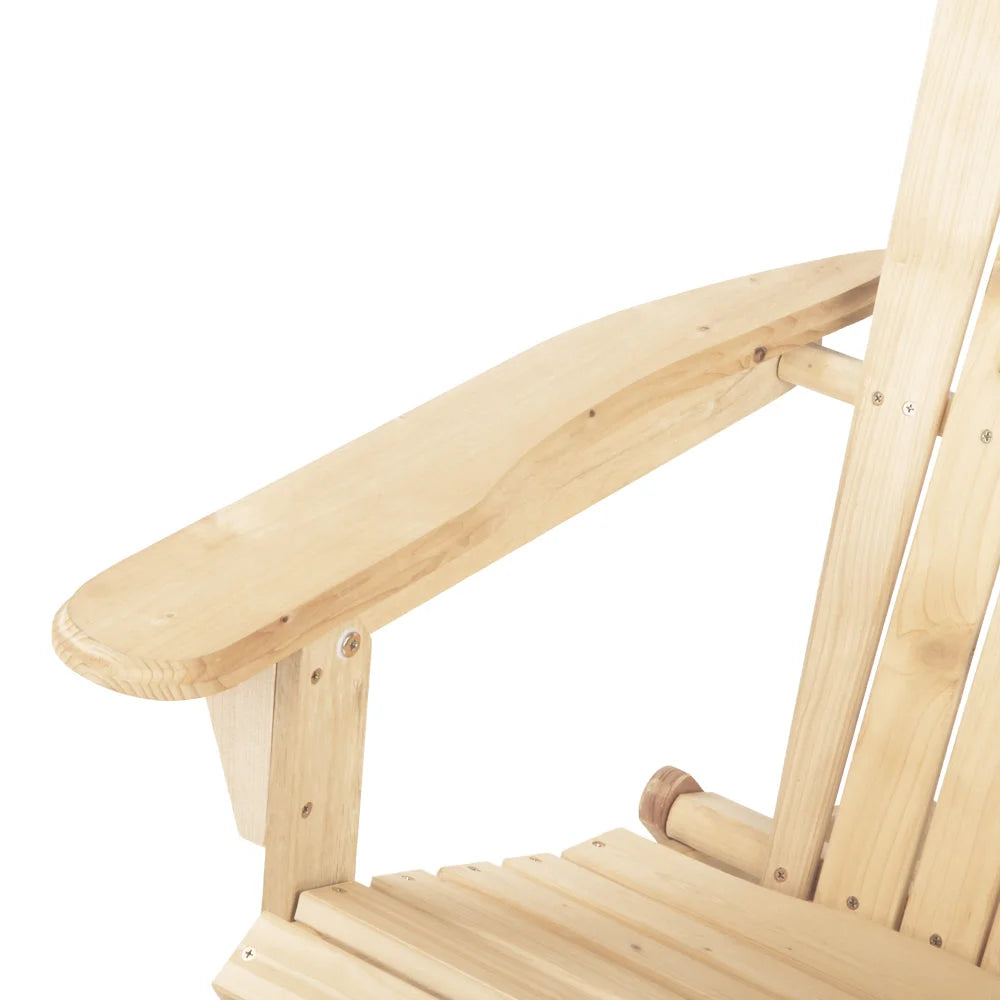 Outdoor Beach Chair and Table Set - 3 Piece Wooden - Outdoor