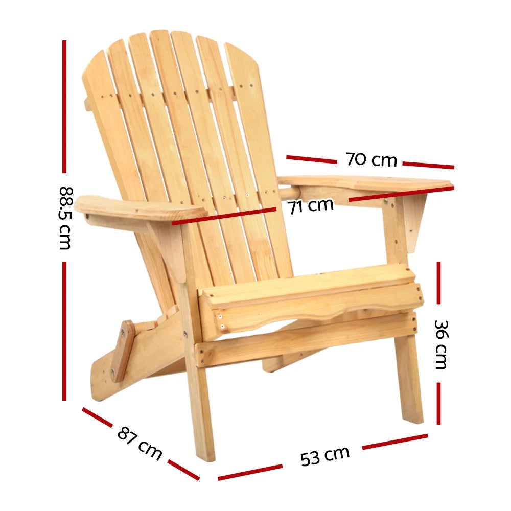 Outdoor Beach Chair Lounge Wooden Adirondack Garden Patio