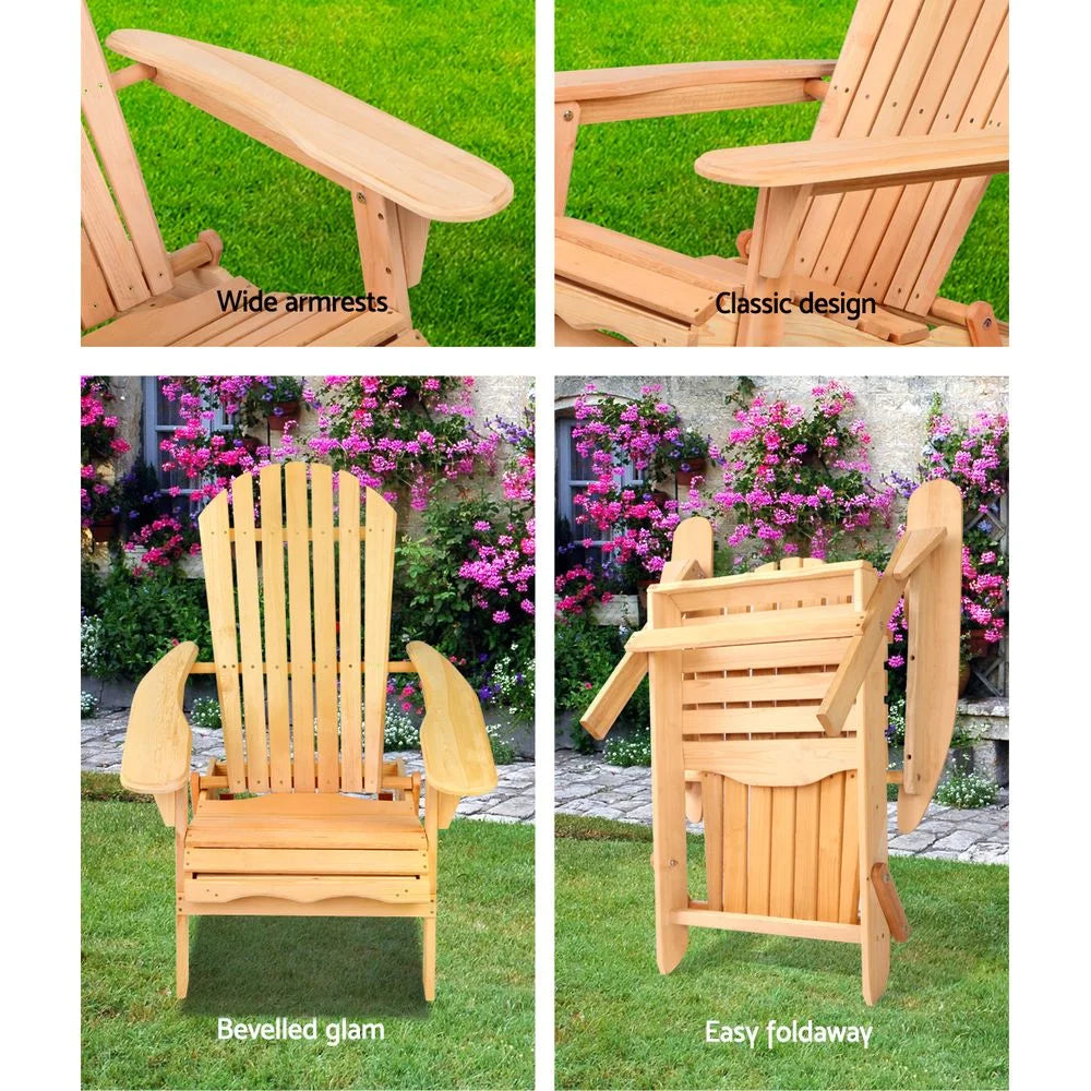 Outdoor Beach Chair Lounge Wooden Adirondack Garden Patio
