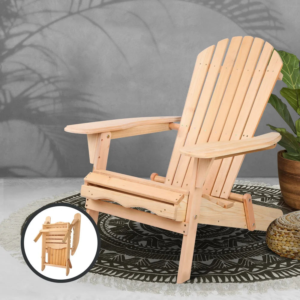 Outdoor Beach Chair Lounge Wooden Adirondack Garden Patio