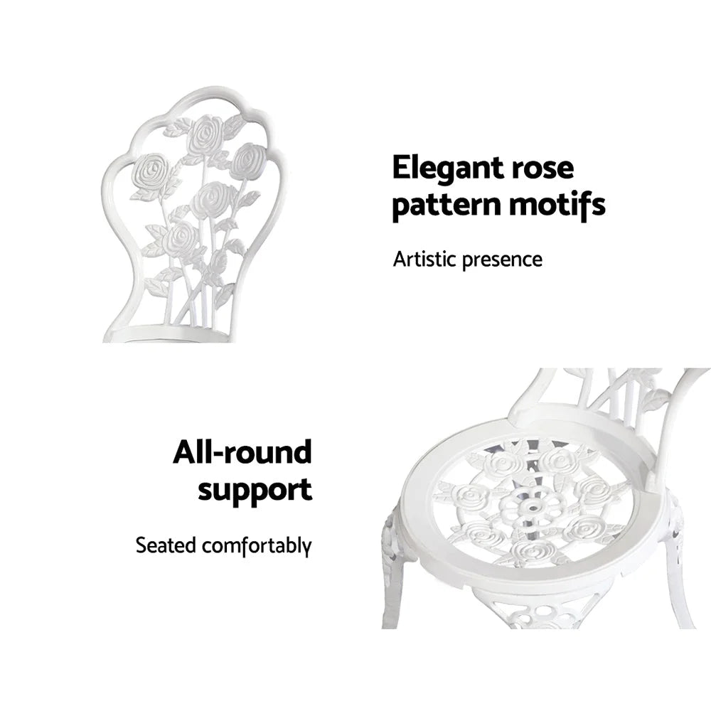 Outdoor Bistro Furniture (3pc) Aluminium Chairs & Table