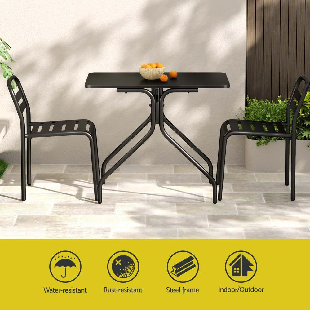 Outdoor Bistro Set 3PC Patio Furniture Steel Table