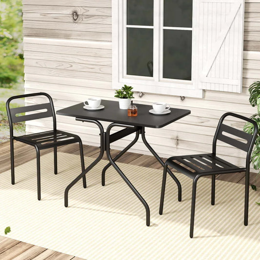 Outdoor Bistro Set 3PC Patio Furniture Steel Table