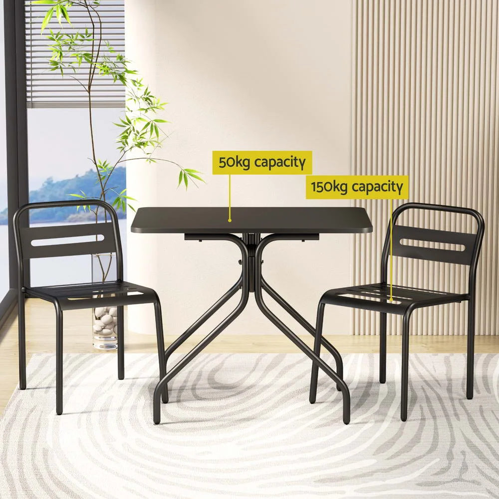 Outdoor Bistro Set 3PC Patio Furniture Steel Table