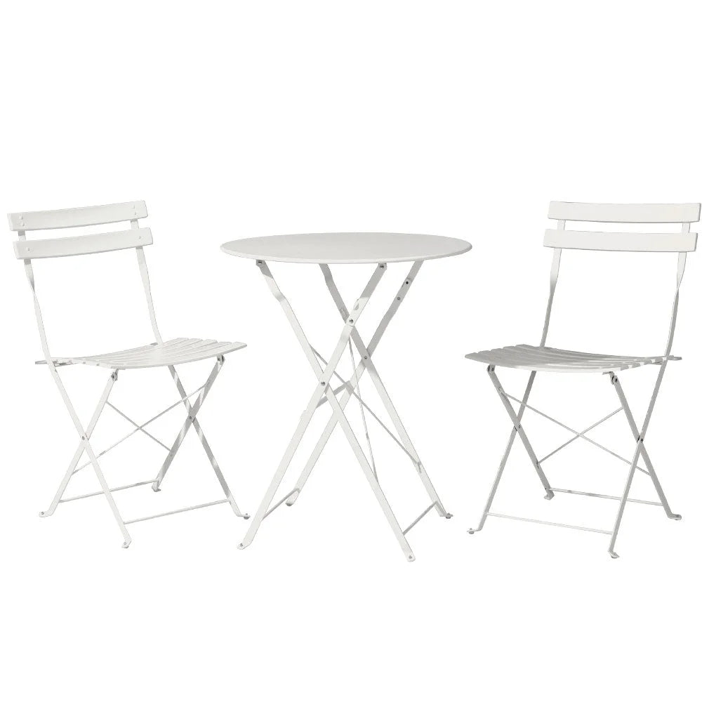 Outdoor Bistro Set 3PC Steel Table and Chairs Patio