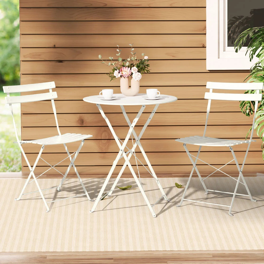 Outdoor Bistro Set 3PC Steel Table and Chairs Patio
