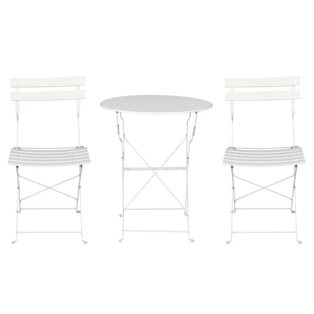Outdoor Bistro Set 3PC Steel Table and Chairs Patio