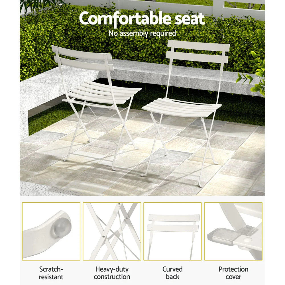 Outdoor Bistro Set 3PC Steel Table and Chairs Patio