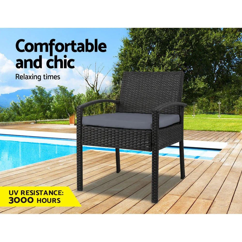 Outdoor bistro chair with cushioned seat and backrest