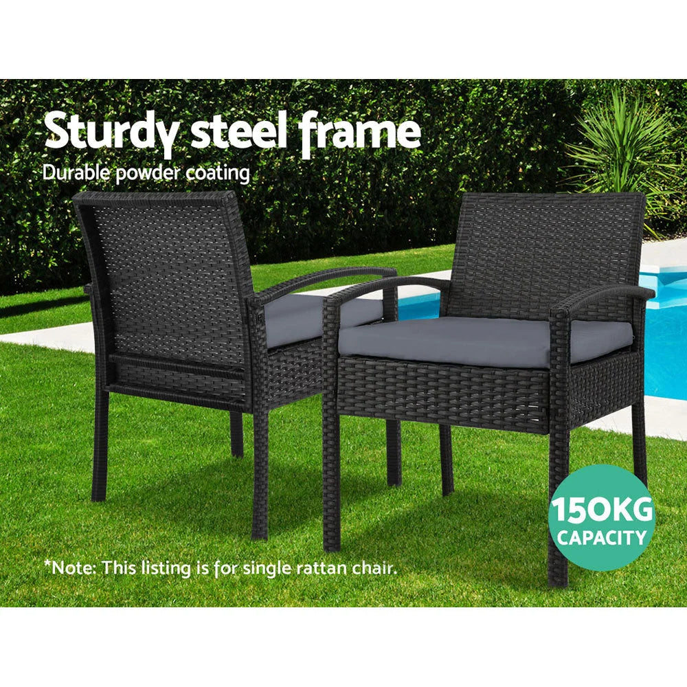 Outdoor bistro chair with mesh backrest and caster base