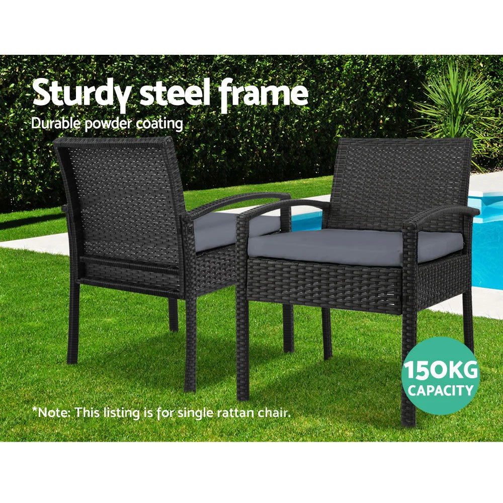 Outdoor bistro chair with armrests and tapered chair legs