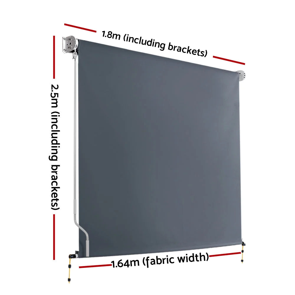 Grey 8x2 window door awning with window canopy cover and metal frame