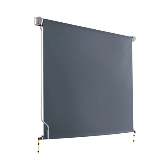 Grey 8x2 window door awning with grey awning sheet and mounting frame