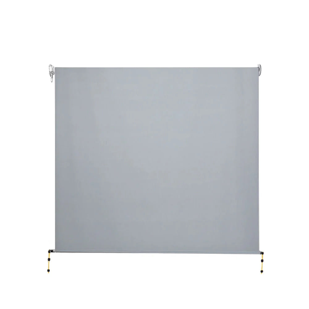 Grey 3x2 window door awning with solid sheet roof and bracket arms
